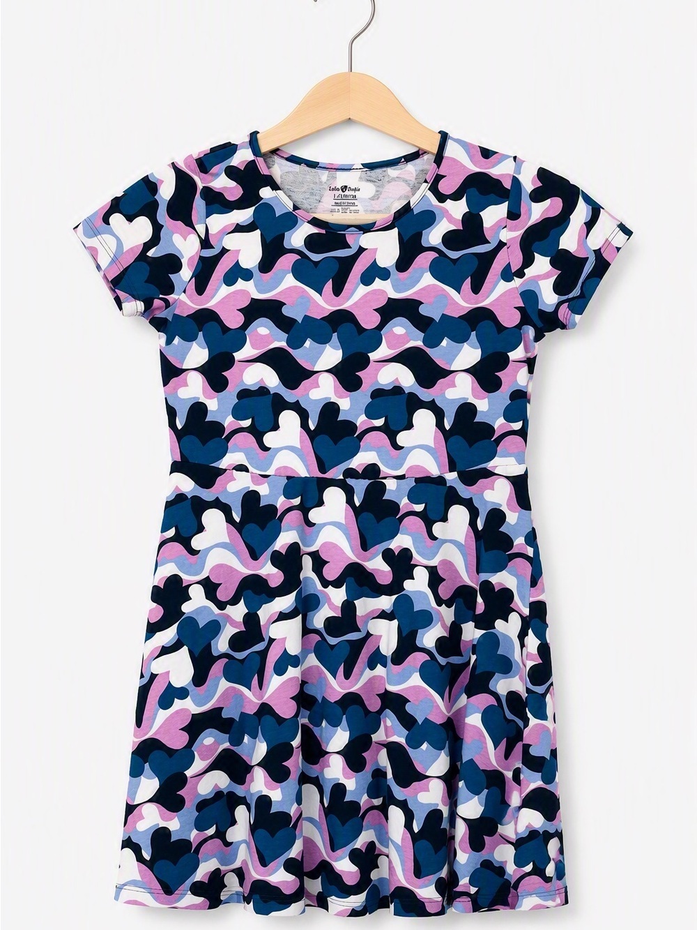 5/15$ Bella & Birdie Girls Abstract Heart Skater Dress Size L 12-14 Summer Camo